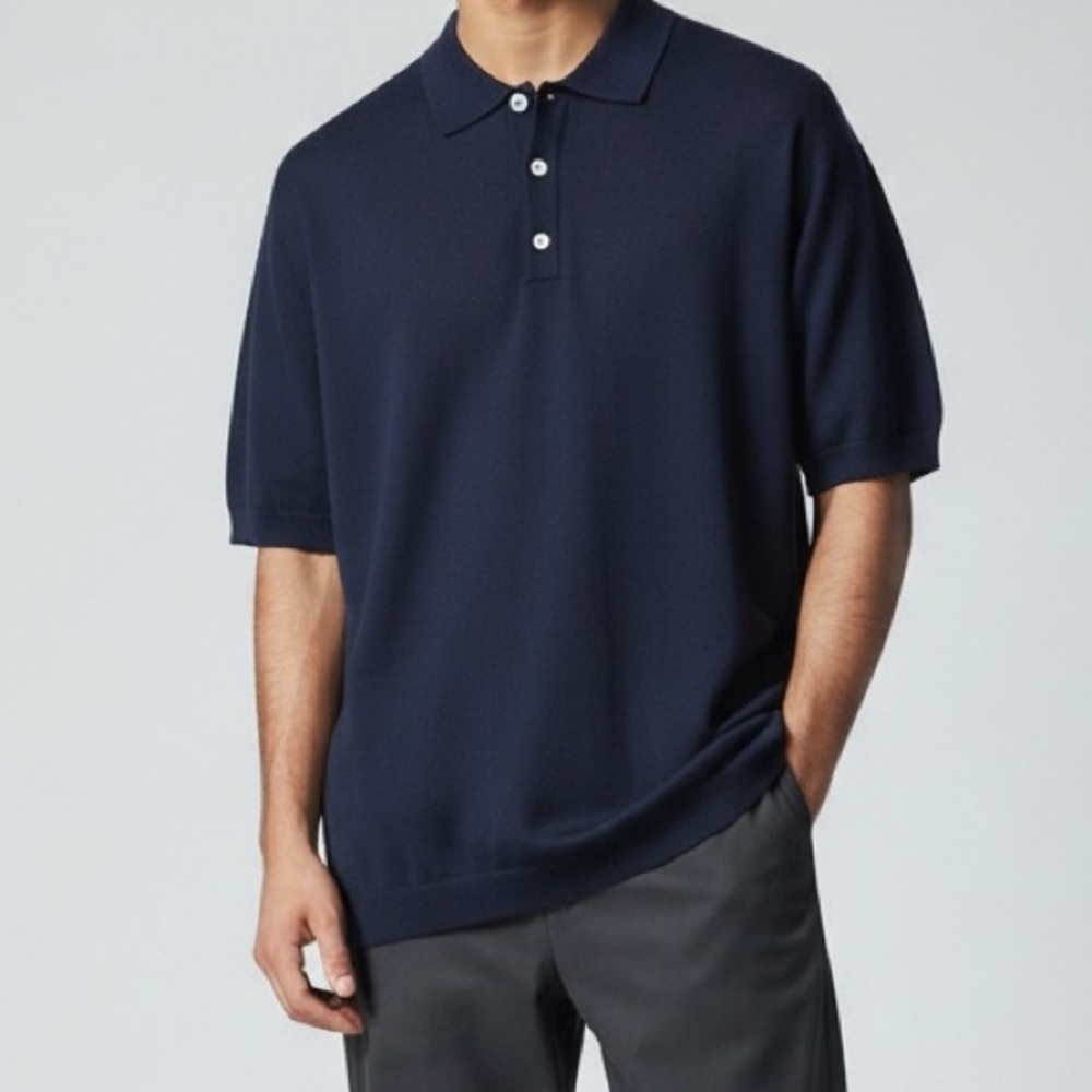 NWT Men's Navy Knit Short Sleeve Sweater